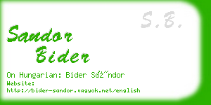 sandor bider business card